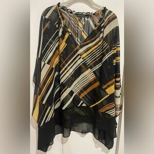 Black, White & Brown Batwing Blouse Plus size 14/16